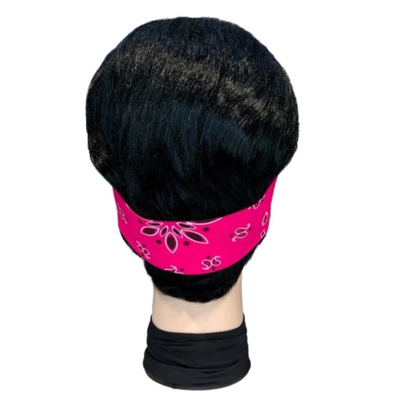 Neon Pink Paisley Rockabilly Bandana Tie Headband - Picture 5 of 13